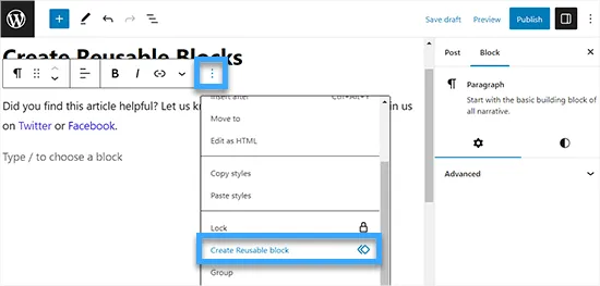 wordpress reusable block là gì - Hình 2