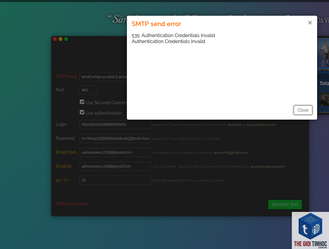 wordpress ses authentication failed - Hình 2