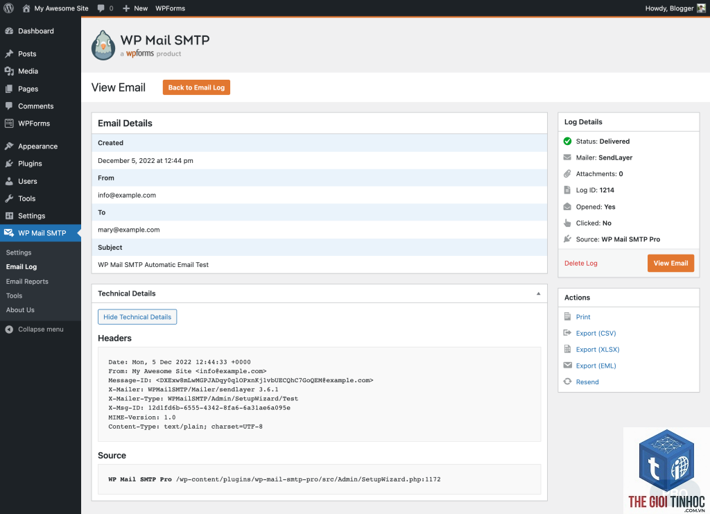 wordpress smtp monitoring