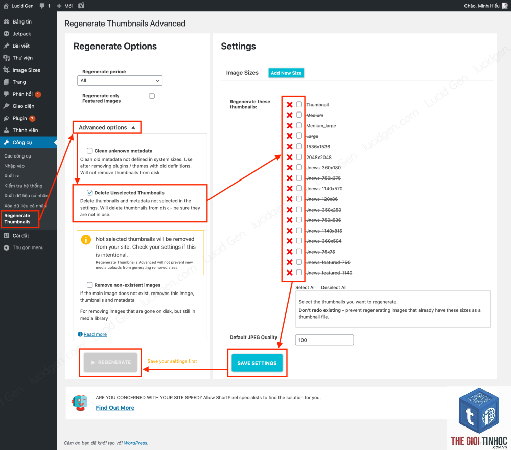 wordpress thumbnail bị mất