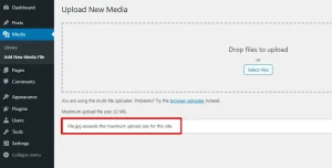 wordpress upload exceeds limit