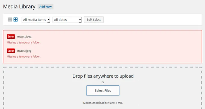 wordpress uploads directory missing
