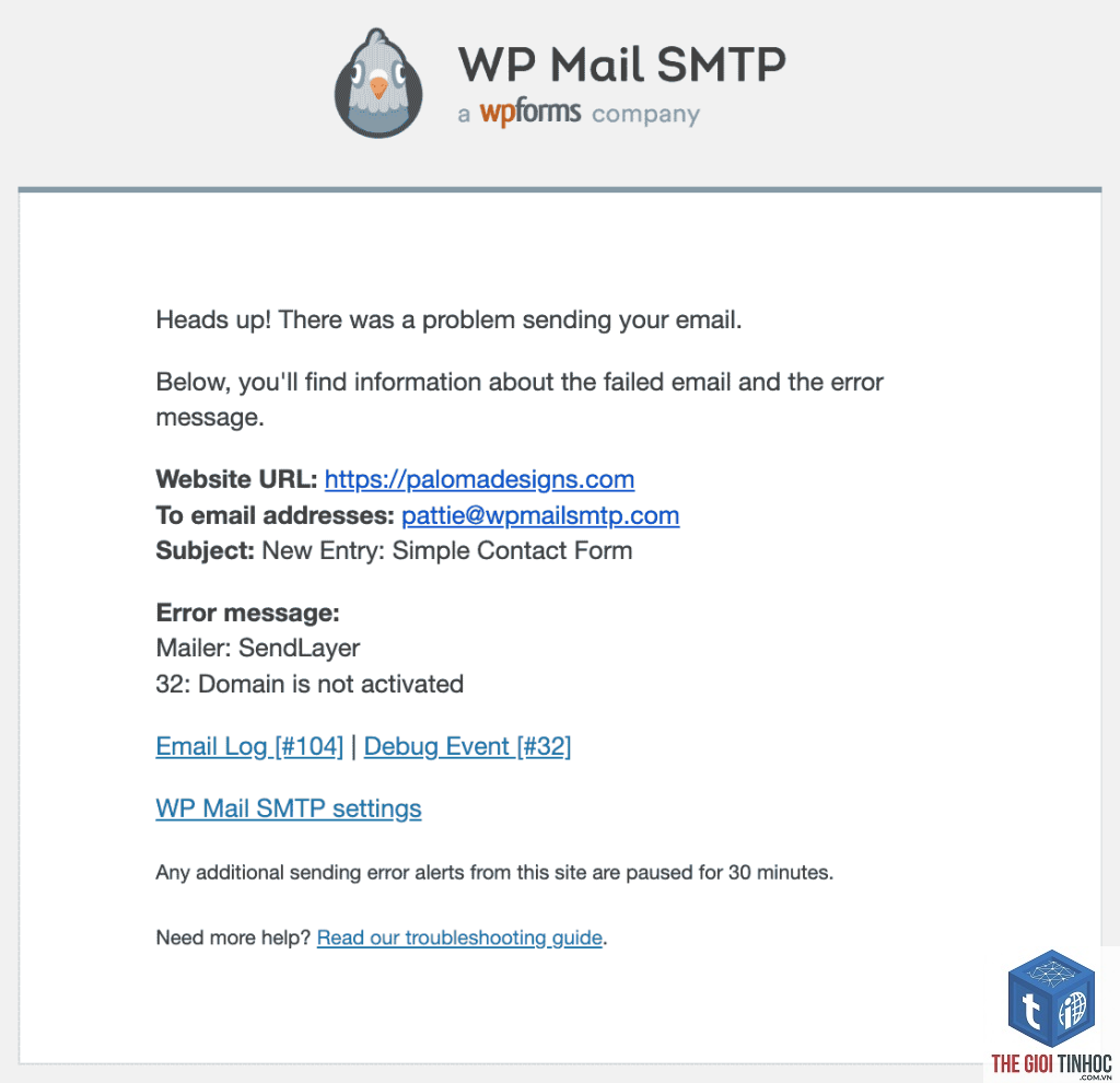 wordpress wp_mail connection error