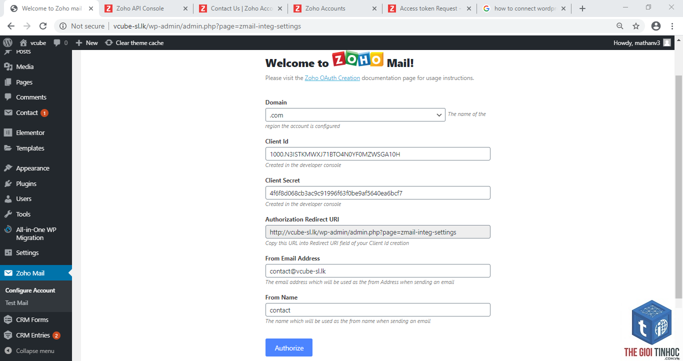 wordpress zoho authentication failed - Hình 4