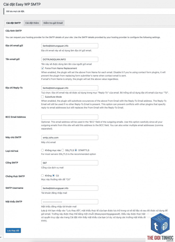 wordpress zoho mail smtp lỗi - Hình 3