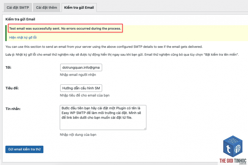wordpress zoho mail smtp lỗi