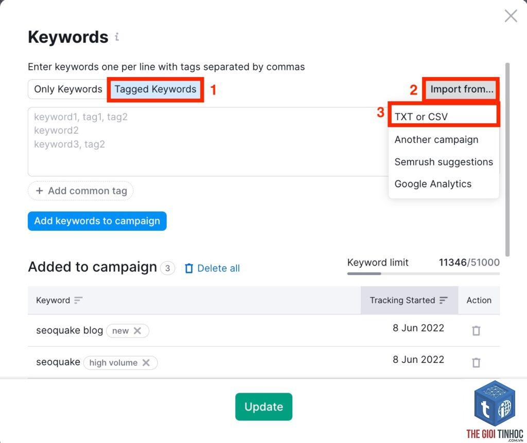 download keywords semrush