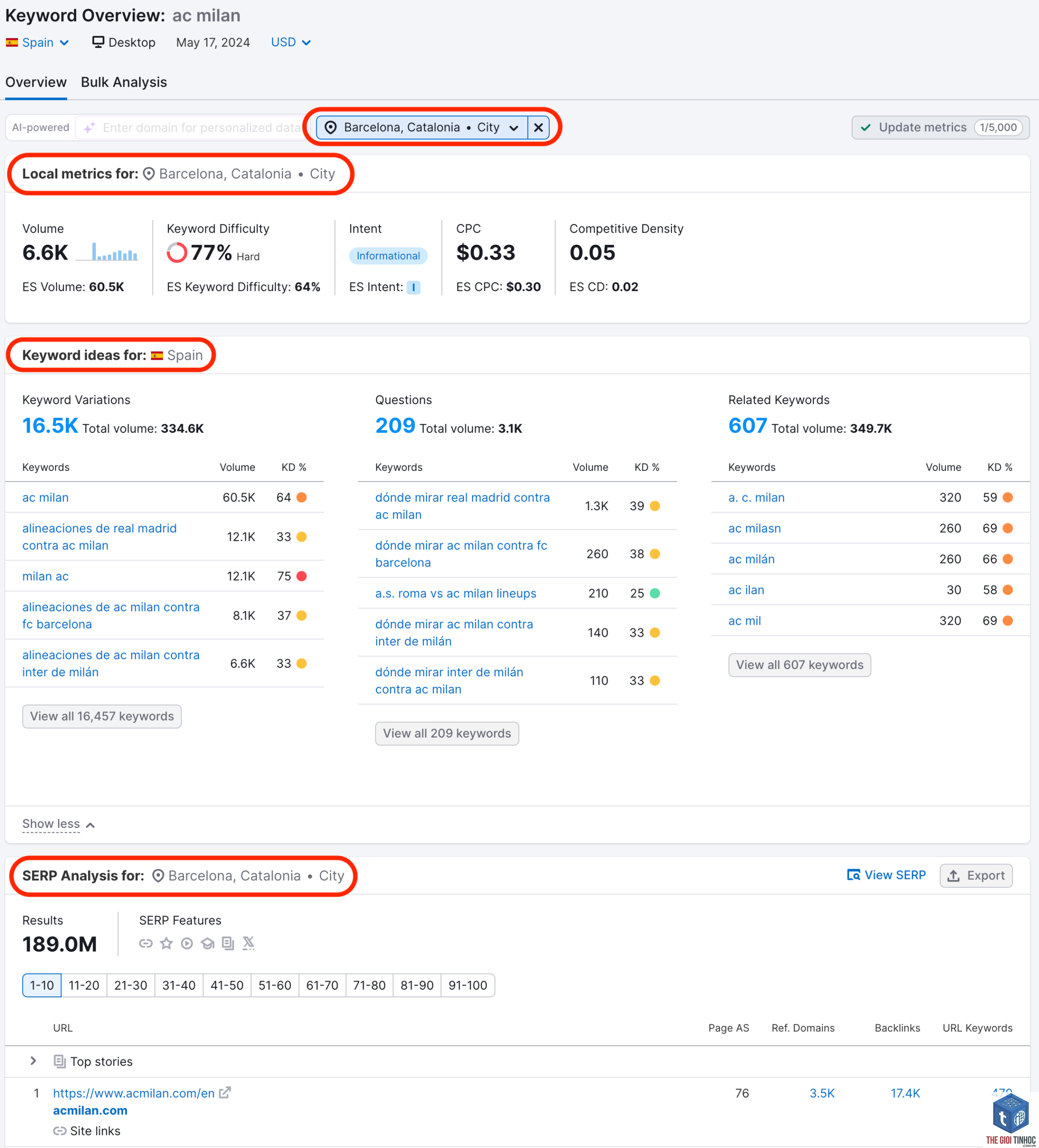 filter keyword volume semrush