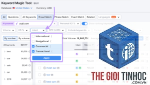 keyword intent filter semrush
