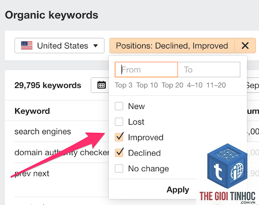 lost keywords ahrefs