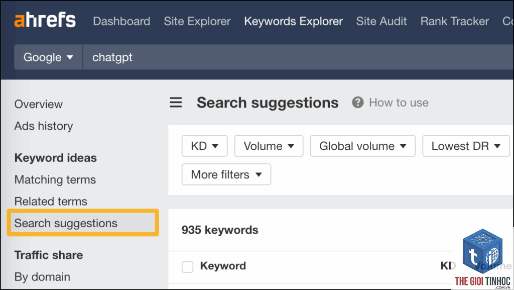 search suggestions ahrefs